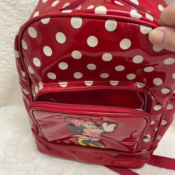 Cute Disney Minnie Mouse Shiny, Metalic Red Vinyl Kids Backpack - Picture 5 of 9